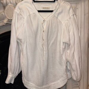 Free people long sleeve half button top